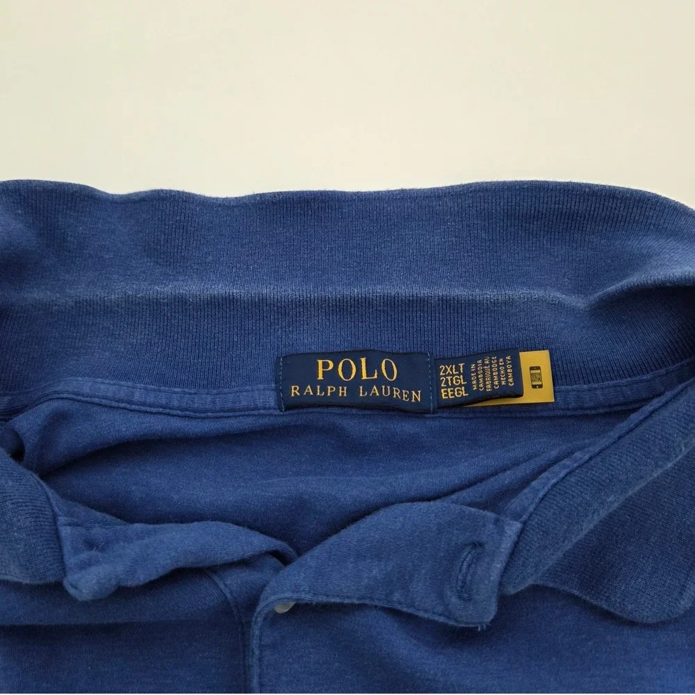 Polo Ralph Lauren Polo Shirt Blue Short Sleeve Cotton Mens 2XLT